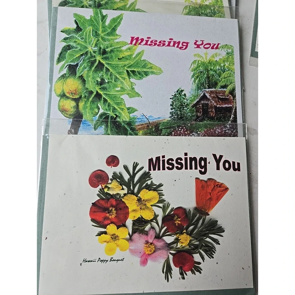 Lot  of 20 Watercolor Floral Hawaii Kids Greeting Cards Blank Envelopes Wrapped